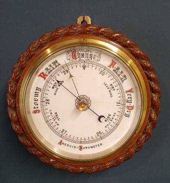 Victorian Oak Rope Twist Ship's Barometer