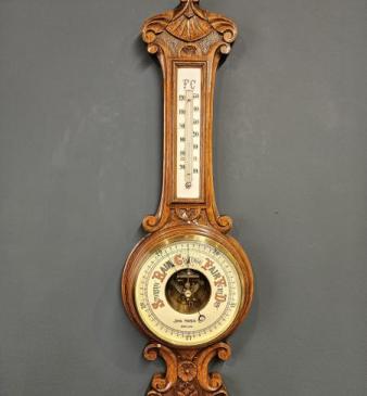Victorian Oak Banjo Barometer