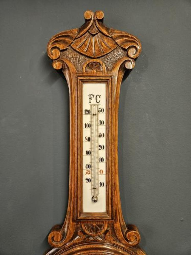 Victorian Oak Banjo Barometer - Image 2
