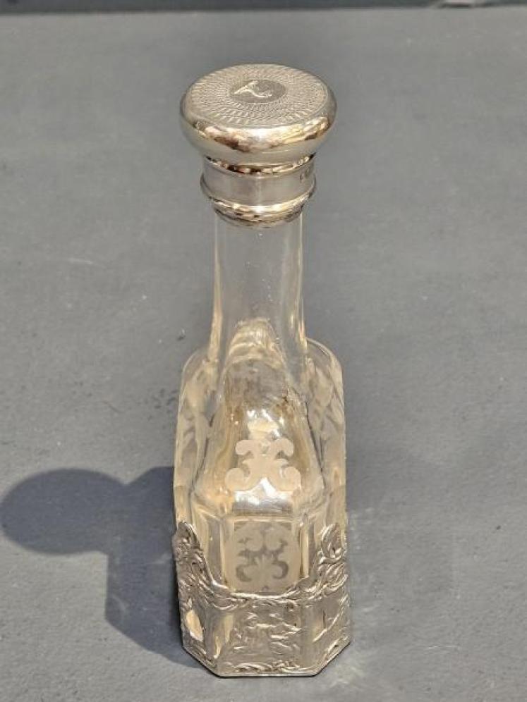 Edwardian Silver and Crystal Liqueur Decanter - Image 2