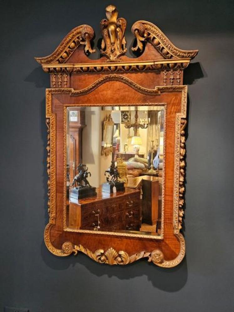 Large George III Walnut Mirror - Image 1