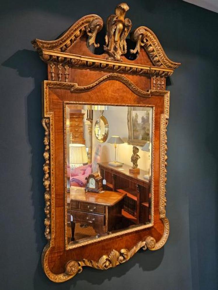 Large George III Walnut Mirror - Image 2