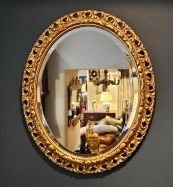 Late Victorian Timber Gilt Oval Mirror