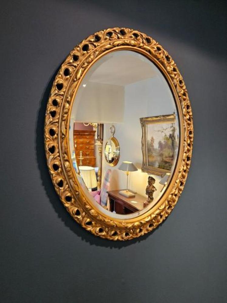 Late Victorian Timber Gilt Oval Mirror - Image 3