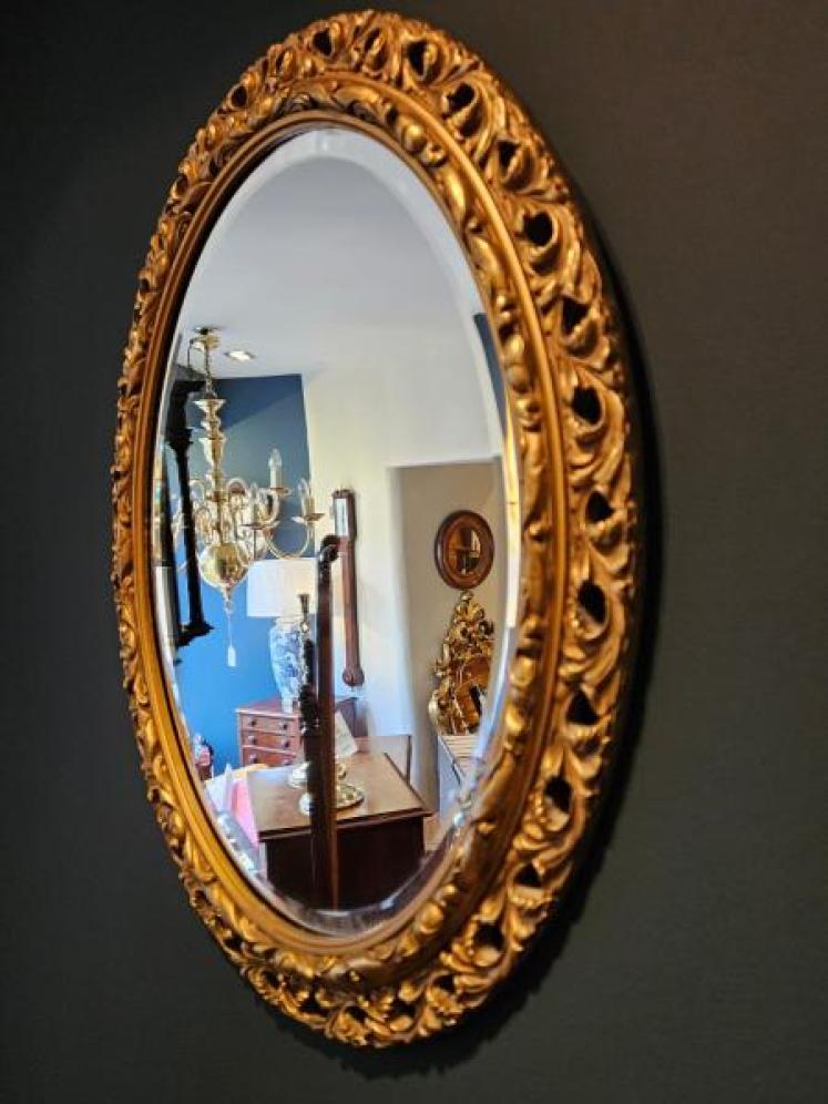 Late Victorian Timber Gilt Oval Mirror - Image 4