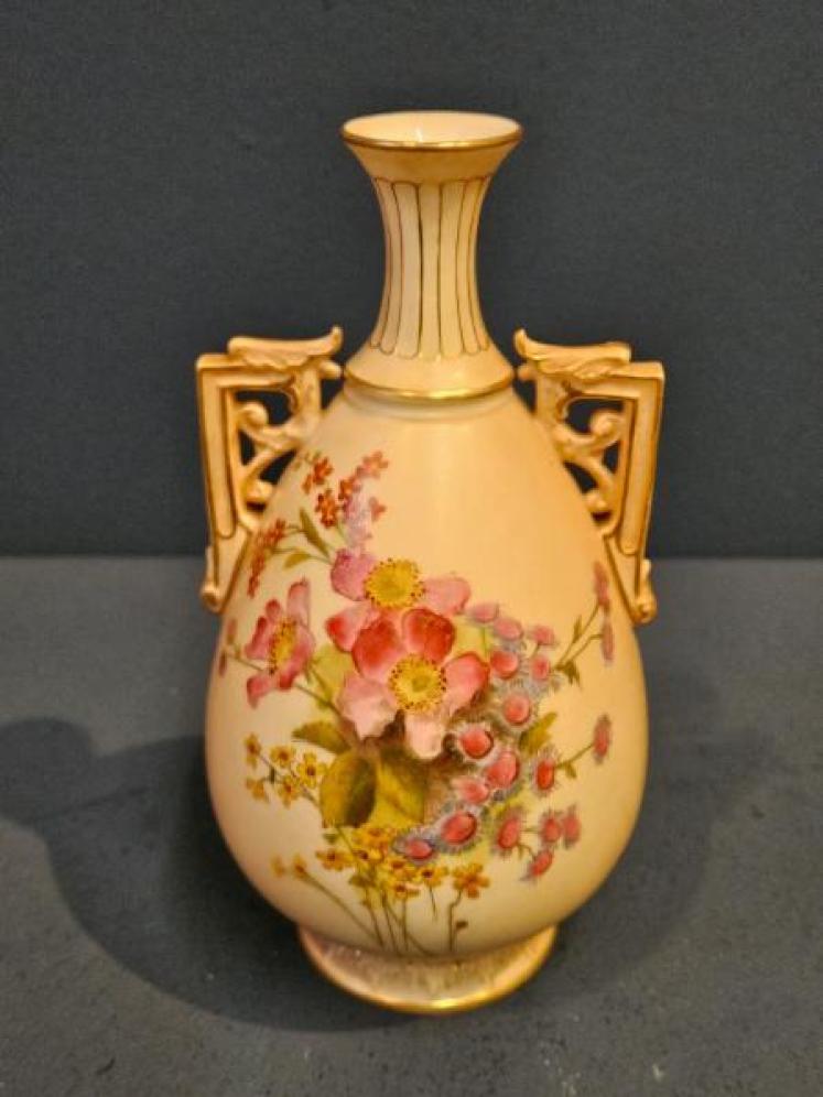 Edwardian Royal Worcester Blush Twin Handle Vase - Image 1
