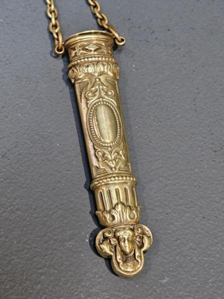 Victorian Brass Scissors and Hanging Sheath - Image 6
