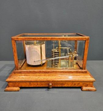 Immaculate Edwardian Oak Barograph