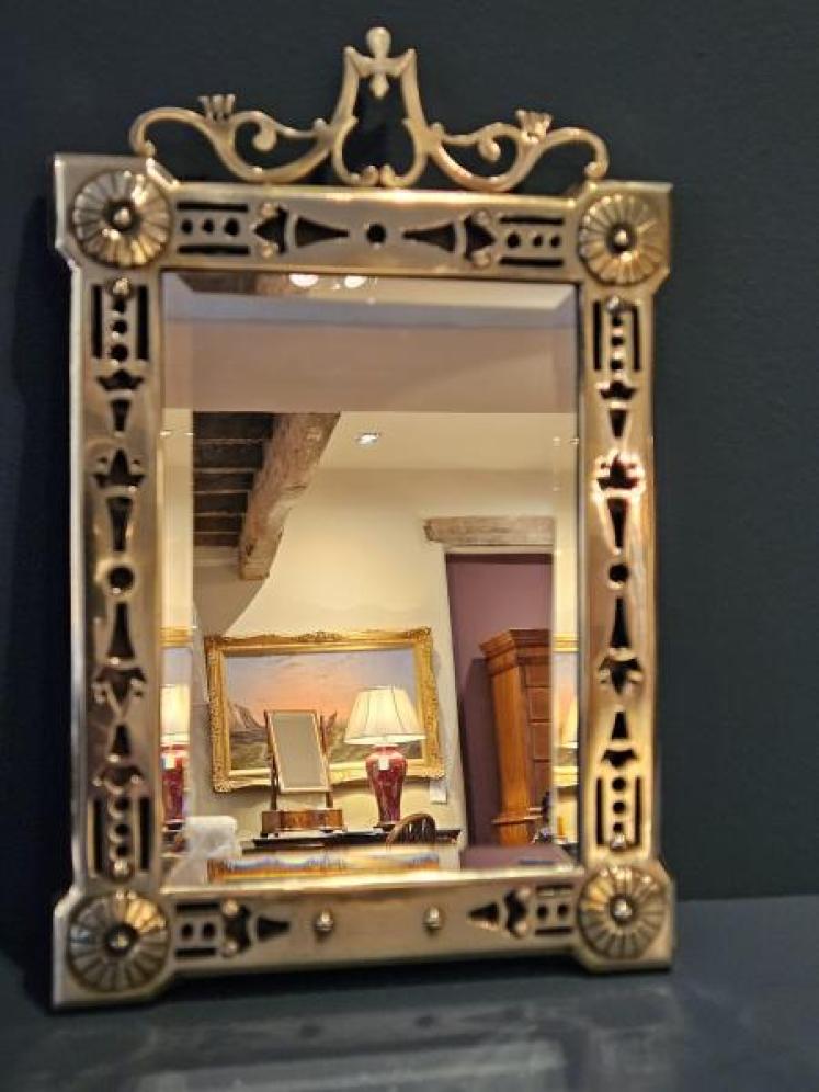 Pair of Small Victorian Brass Framed Mirrors - Image 3