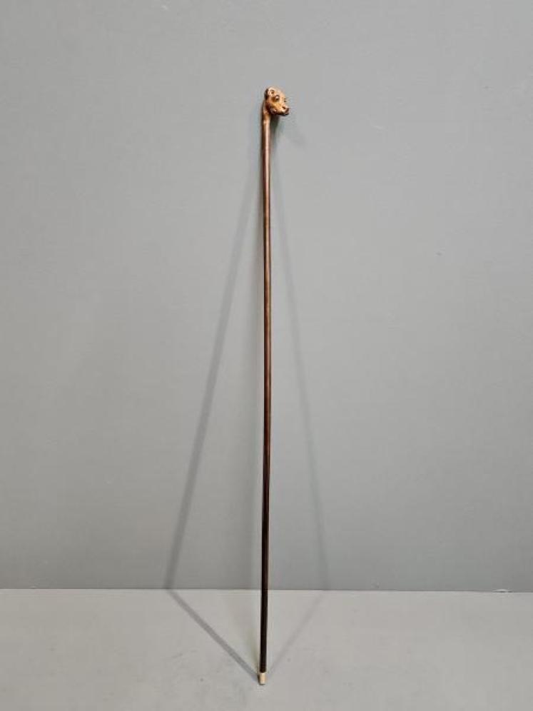 Victorian Rosewood Cane with Hunting Hound Top - Image 1