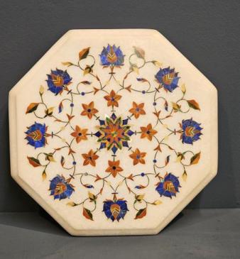 Superb Edwardian Inlaid Marble Table Coaster