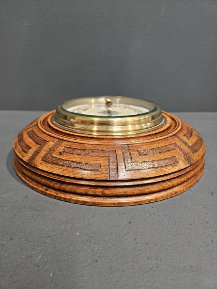 Victorian Oak Geometric Border Barometer - Image 5