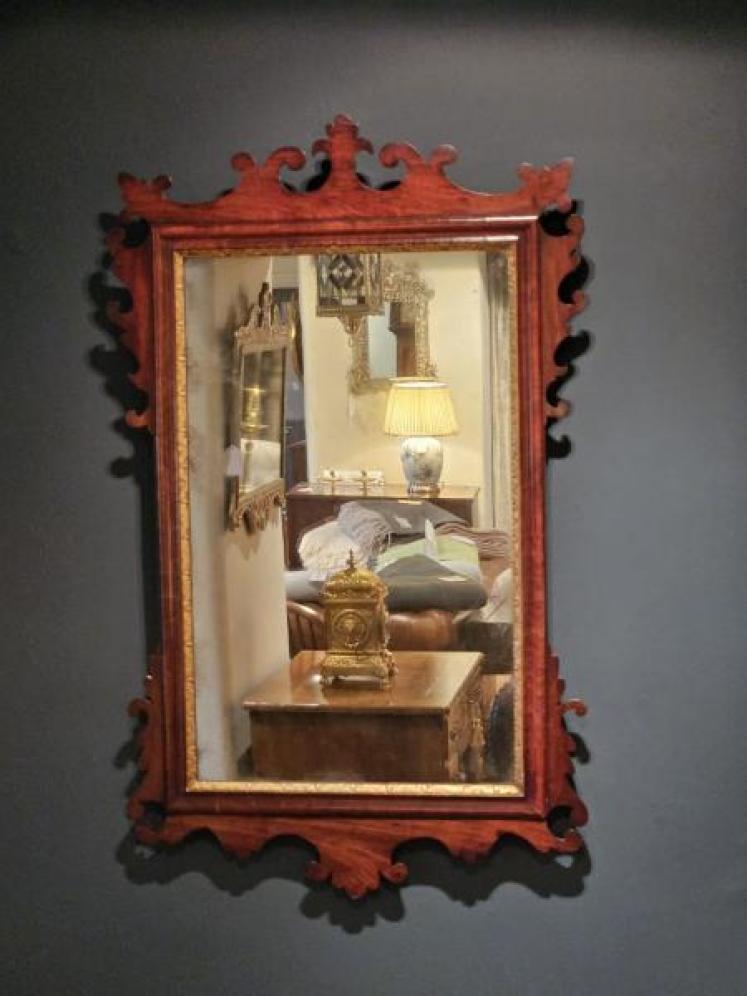 George III Mahogany Framed Mirror - Image 1