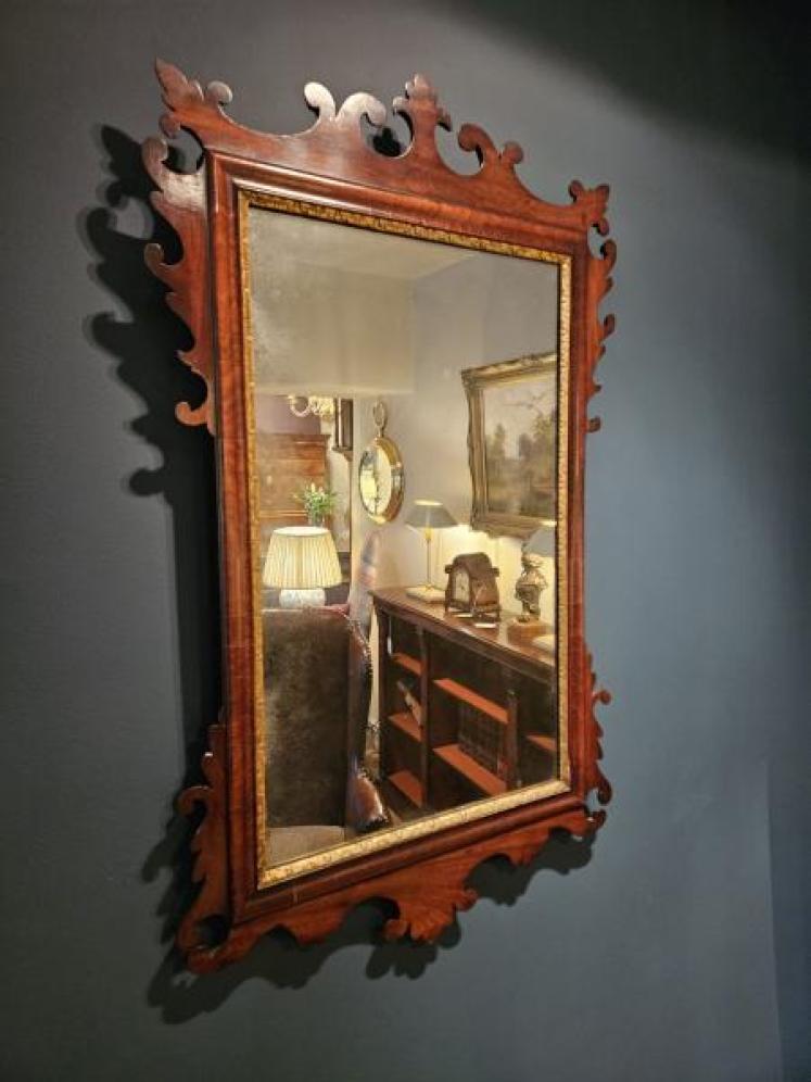 George III Mahogany Framed Mirror - Image 4