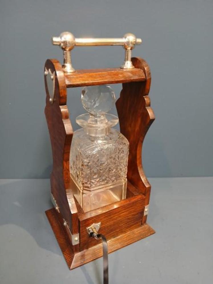 Victorian Single Bottle Oak Cased Tantalus - Image 1