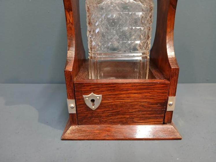 Victorian Single Bottle Oak Cased Tantalus - Image 4
