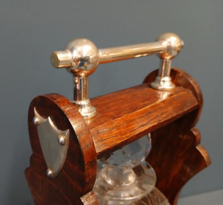 Victorian Single Bottle Oak Cased Tantalus - Image 5