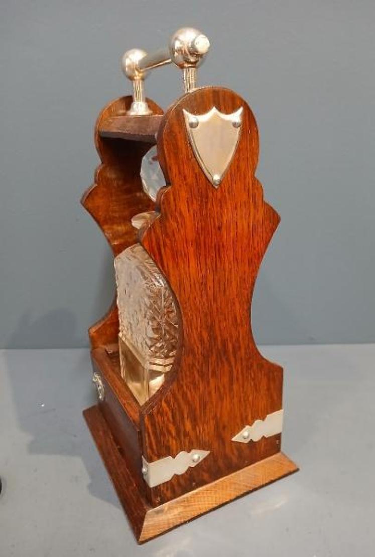 Victorian Single Bottle Oak Cased Tantalus - Image 6
