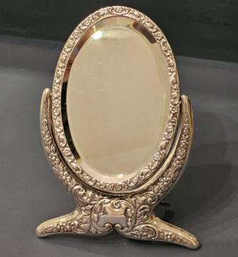 Unusual Edwardian Chester Silver Vanity Mirror