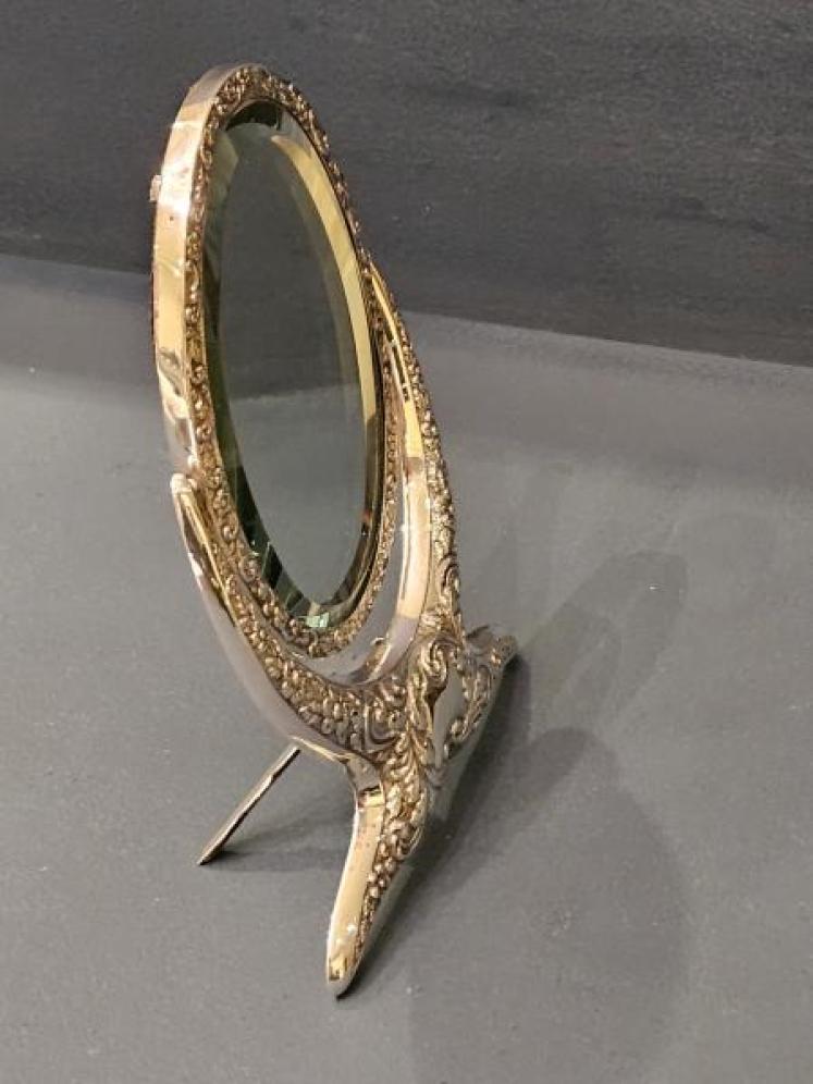 Unusual Edwardian Chester Silver Vanity Mirror - Image 3