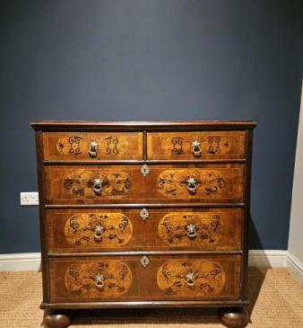 William & Mary Walnut Inlaid Chest of Drawers