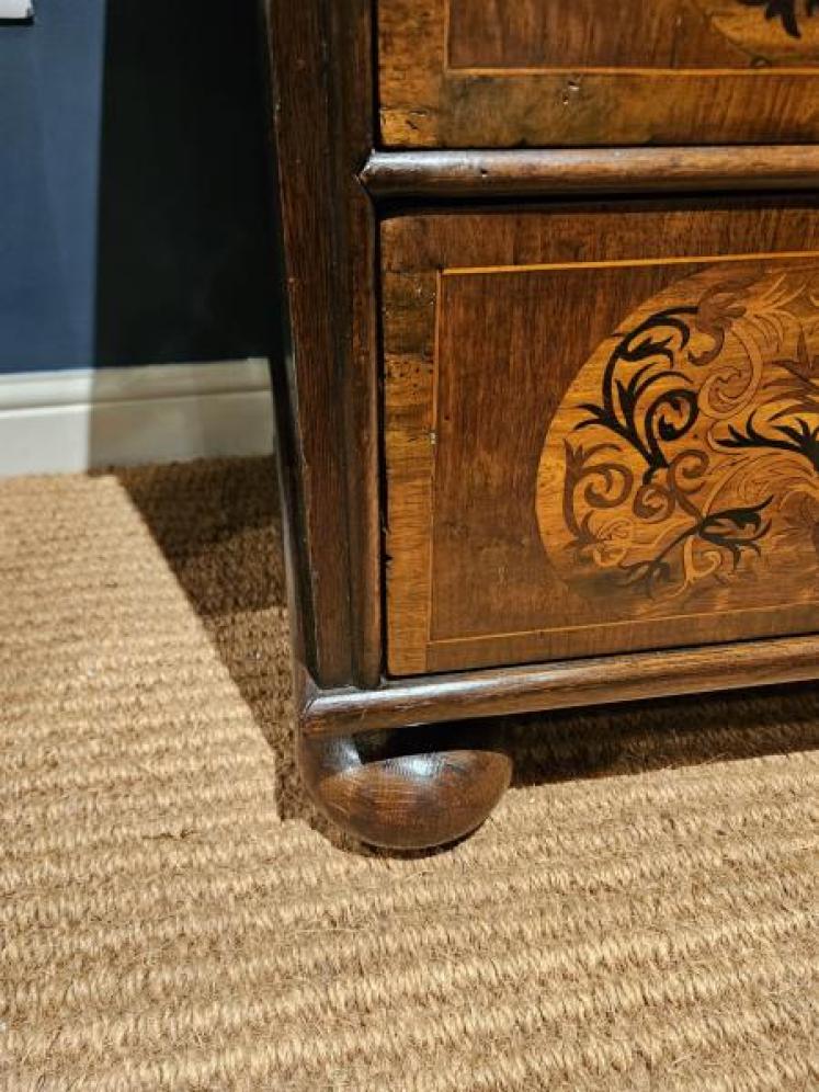 William & Mary Walnut Inlaid Chest of Drawers - Image 4