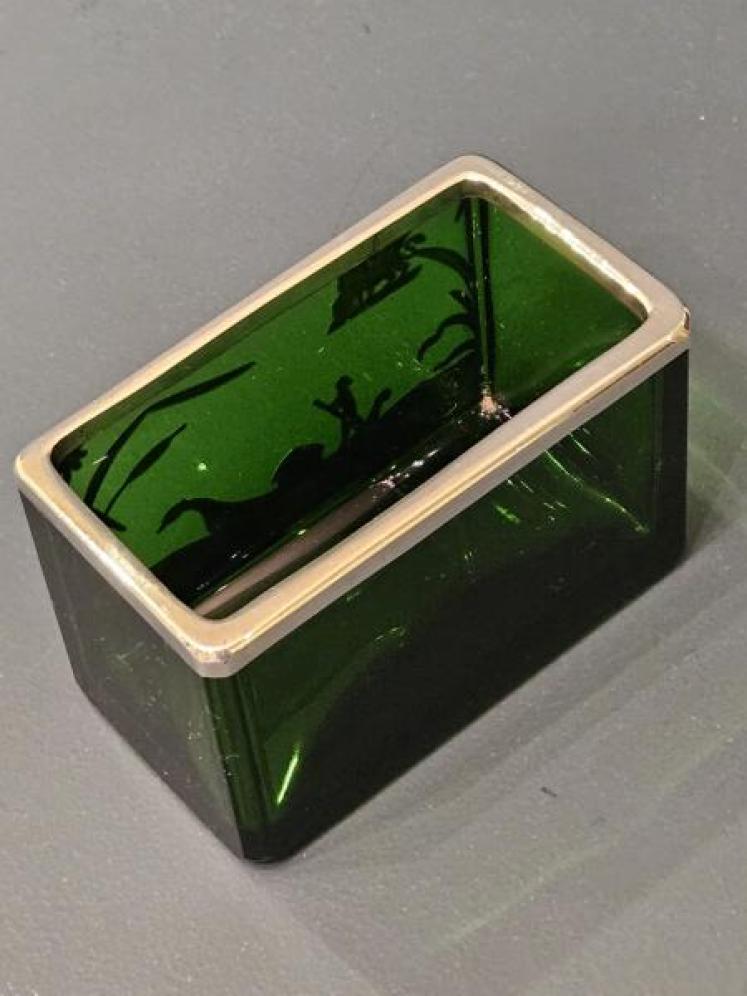 Venetian Silver Overlaid Emerald Green Desk Tidy - Image 5