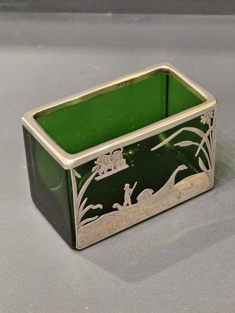 Venetian Silver Overlaid Emerald Green Desk Tidy - Image 6