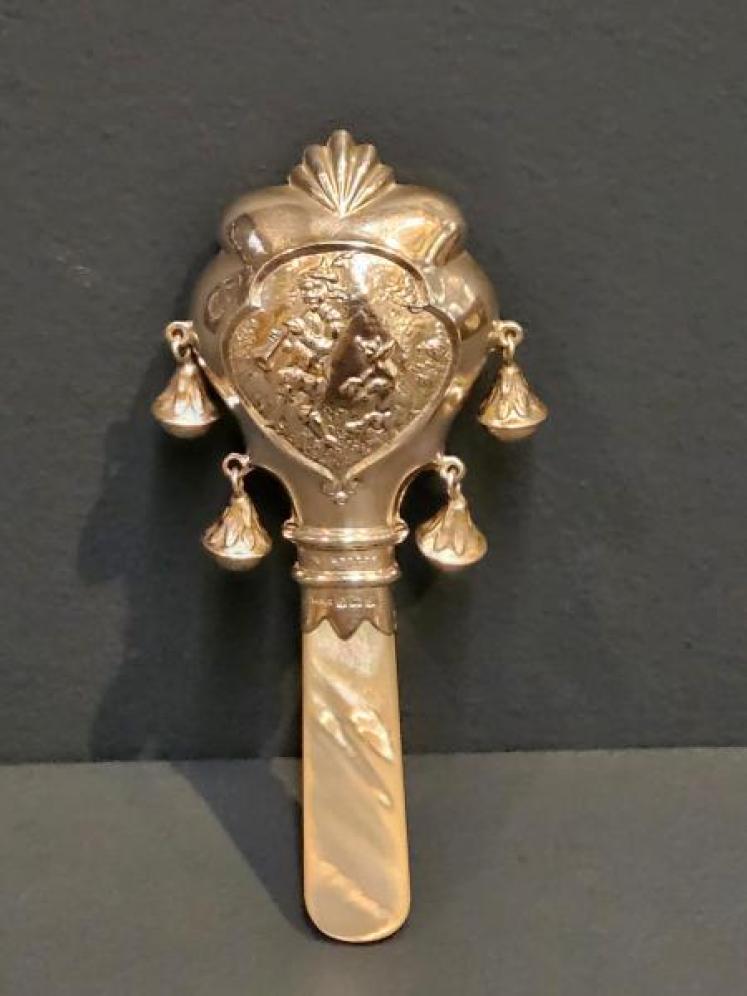 George V Silver Rattle and Soother  - Image 1