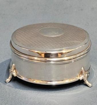 Edwardian Engine Turned Top Silver Ring Box