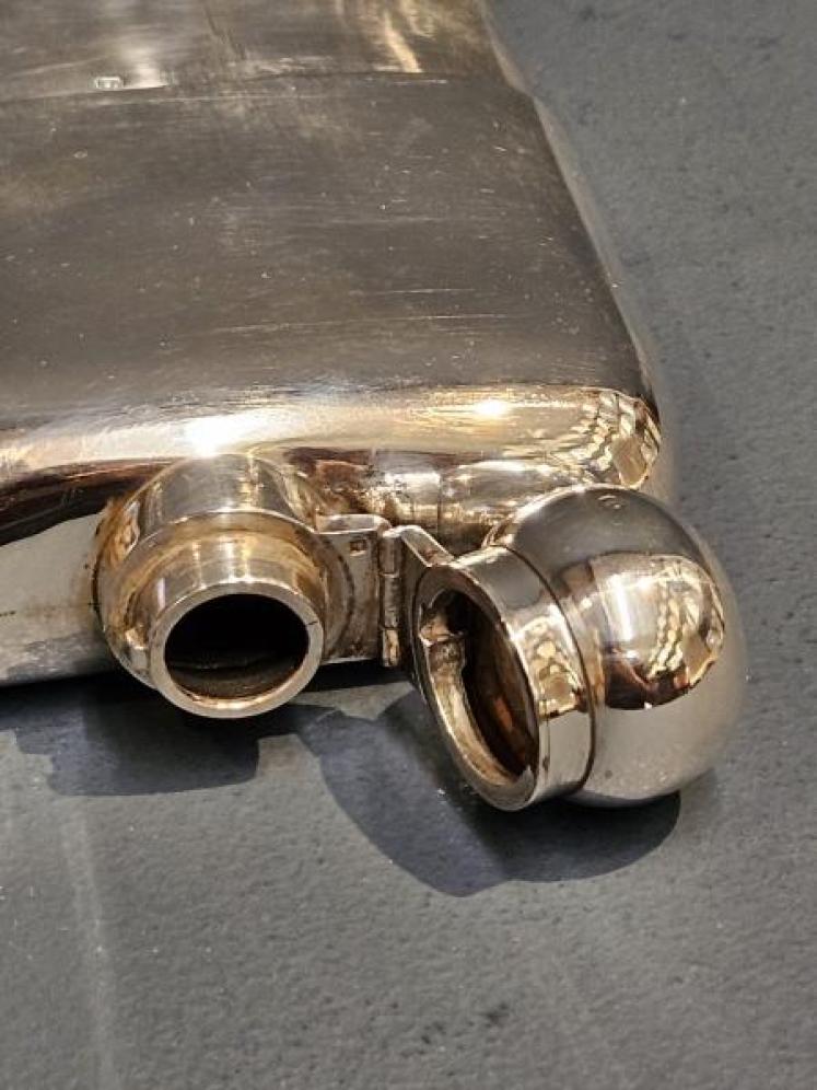 Large Victorian Silver Hip Flask with Drinking Cup - Image 3
