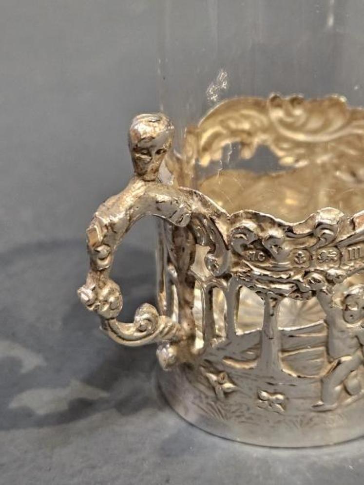 Set of Six Edwardian Silver Mounted Liqueur Glasses by William Comyns - Image 3