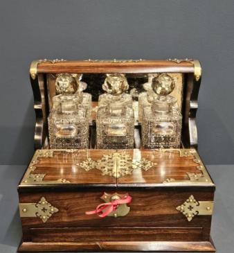 Victorian Walnut Tantalus & Games Box