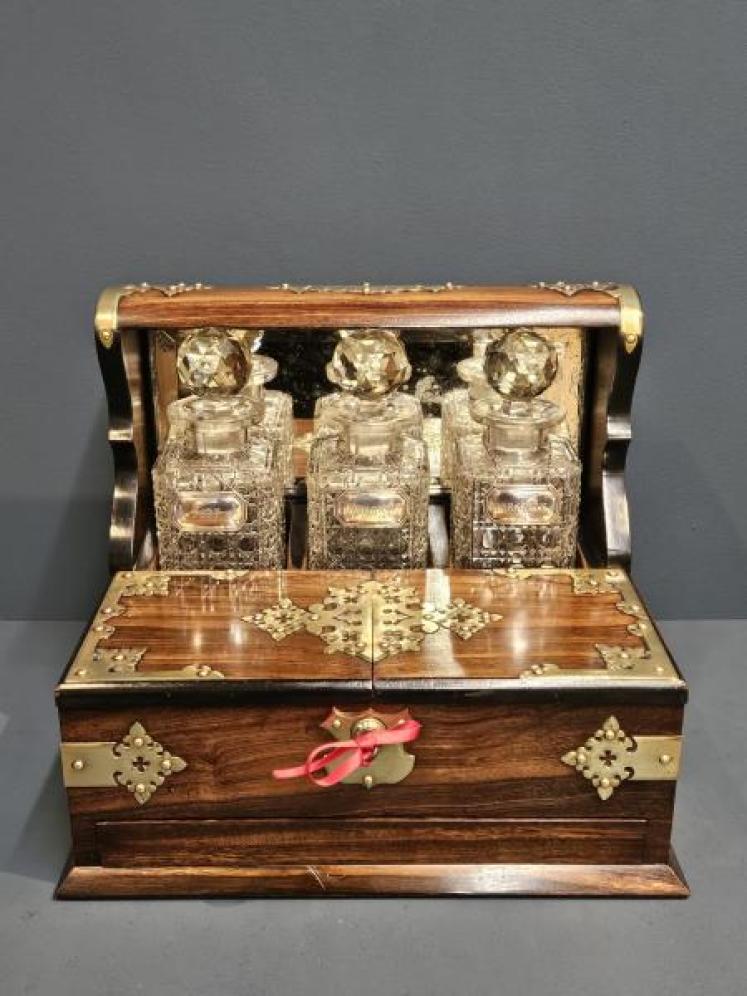 Victorian Walnut Tantalus & Games Box - Image 1