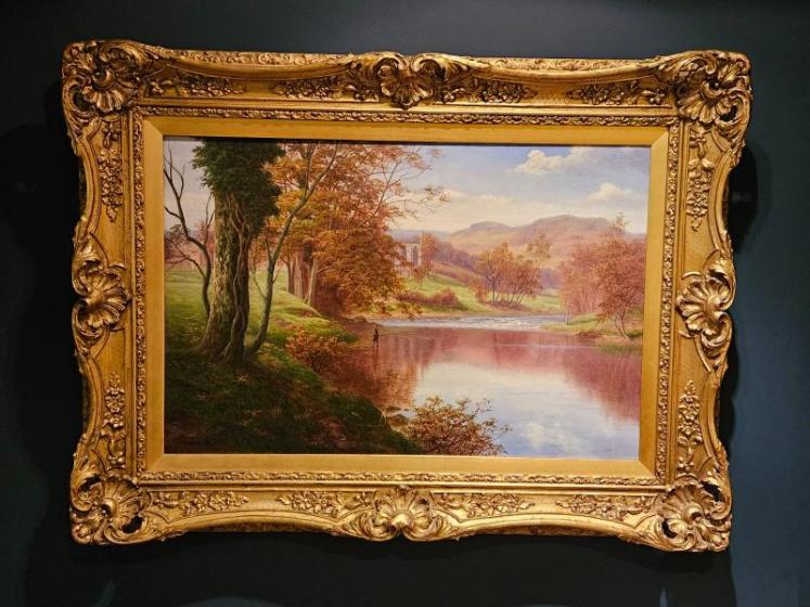 William Mellor Oil on Canvas 'Bolton Abbey from the Warfe' - Image 1