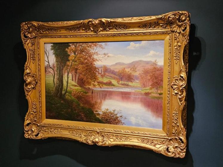 William Mellor Oil on Canvas 'Bolton Abbey from the Warfe' - Image 2