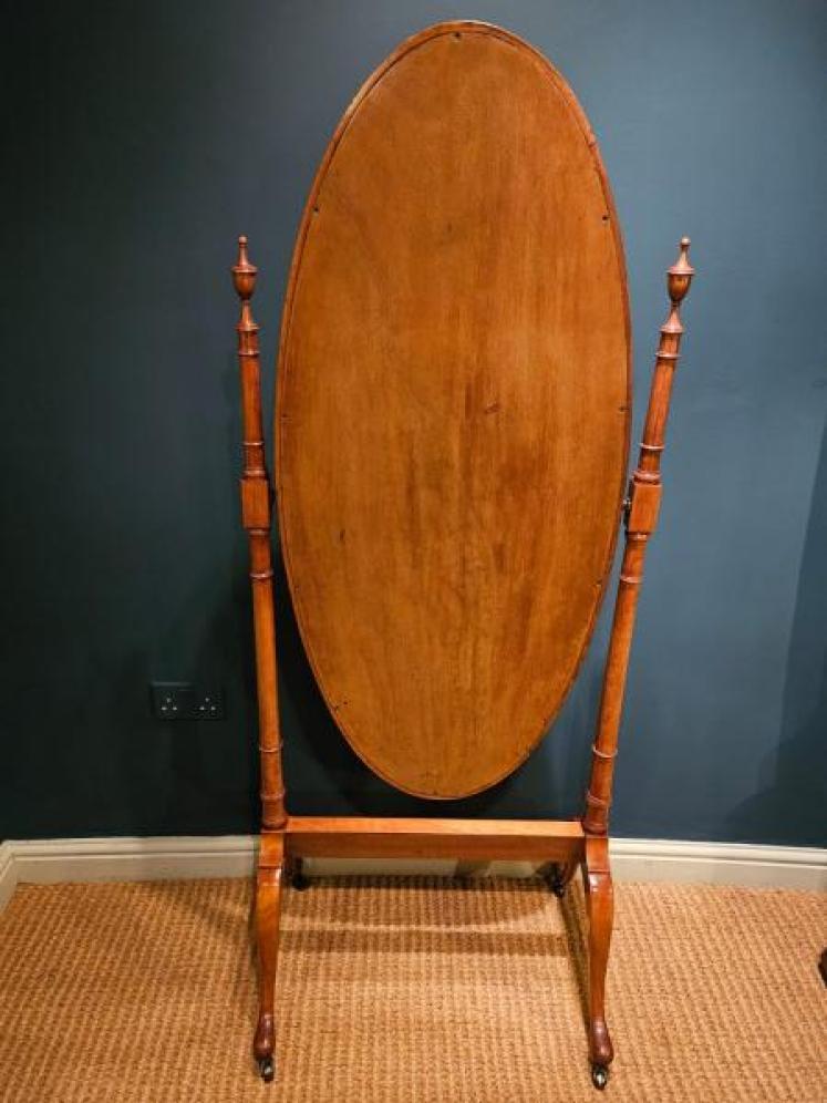 Late Victorian Inlaid Satinwood Cheval Mirror  - Image 4