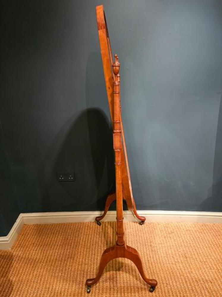 Late Victorian Inlaid Satinwood Cheval Mirror  - Image 5