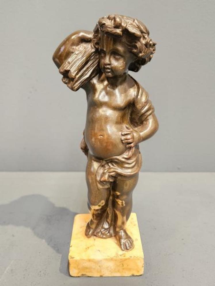 Pair of Bronze Cherub Wheat Gatherers - Image 3