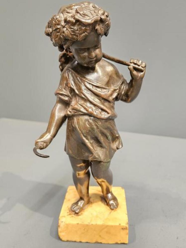 Pair of Bronze Cherub Wheat Gatherers - Image 6