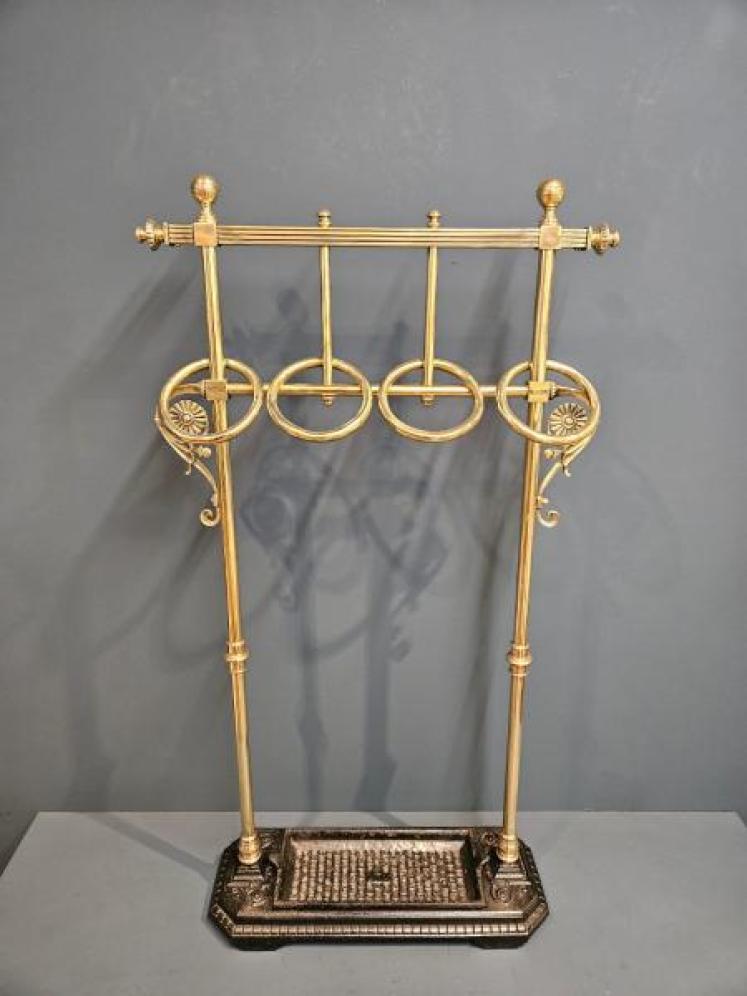 Outstanding Arts and Crafts Brass and Cast Iron Stick Stand - Image 1