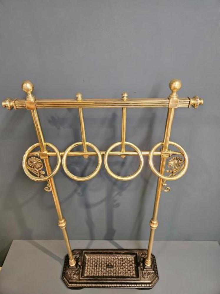 Outstanding Arts and Crafts Brass and Cast Iron Stick Stand - Image 3