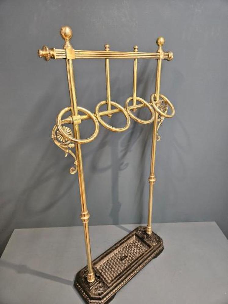 Outstanding Arts and Crafts Brass and Cast Iron Stick Stand - Image 6