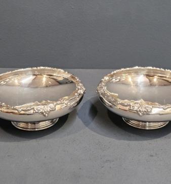 Superb Matching Pair of 18.12 Troy Oz Silver Dishes