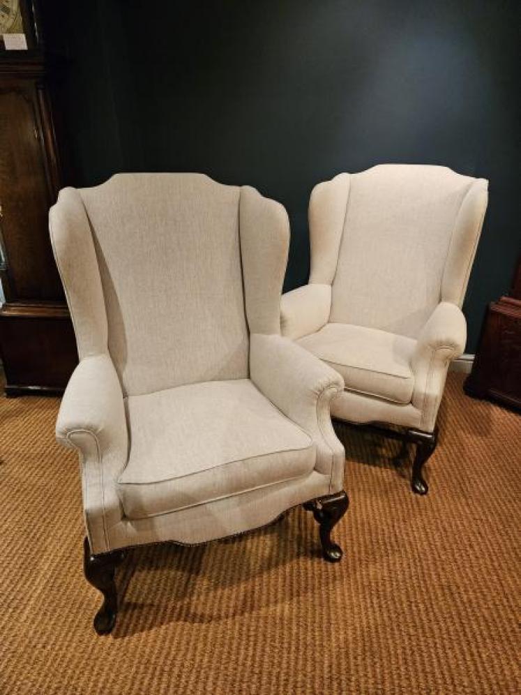 Pair of Victorian Wing Back Arm Chairs - Image 6