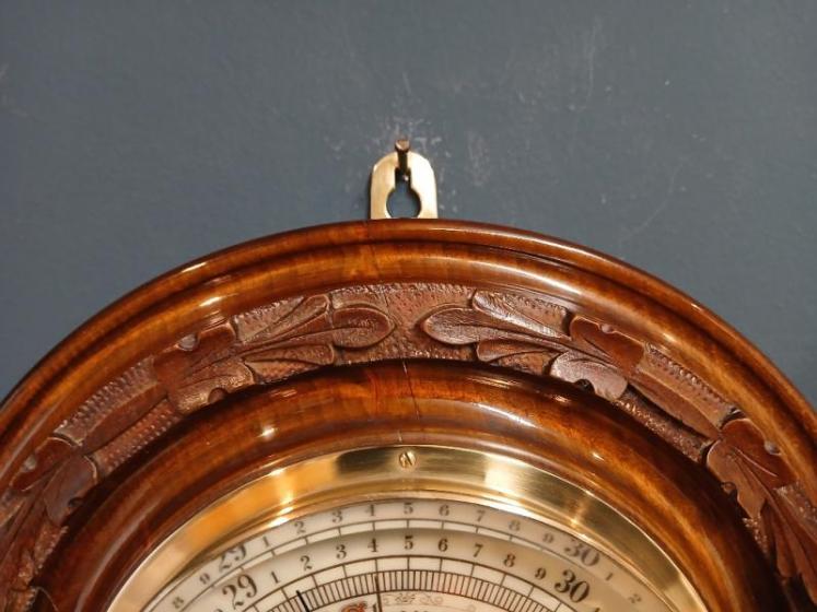 Victorian Walnut Skeletonised Aneroid Barometer - Image 2