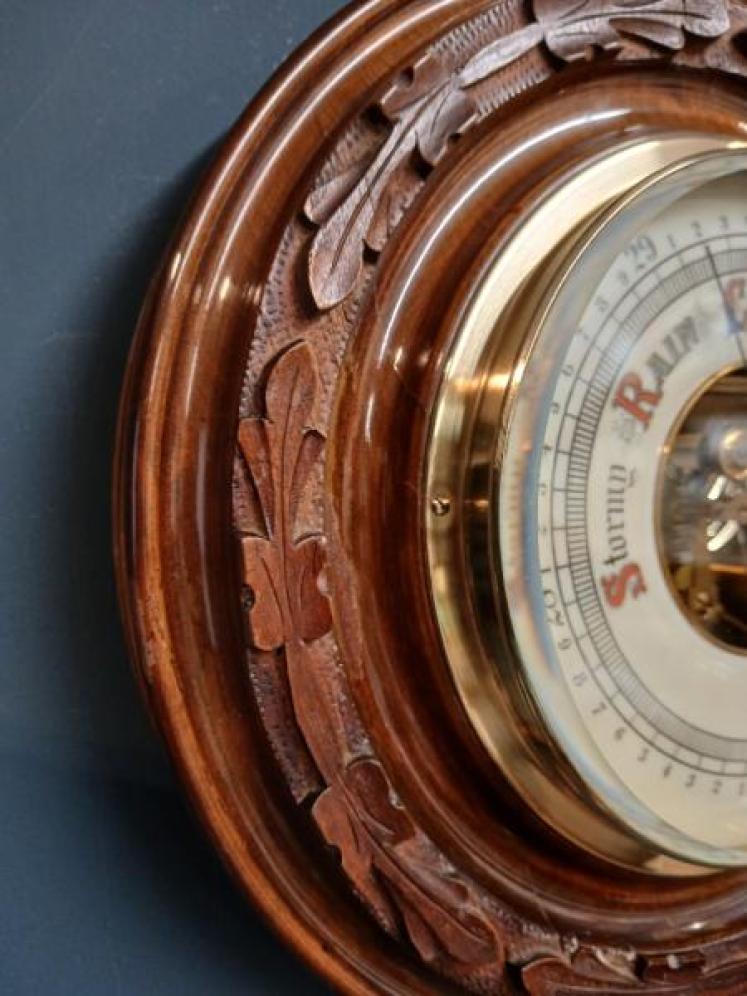 Victorian Walnut Skeletonised Aneroid Barometer - Image 3
