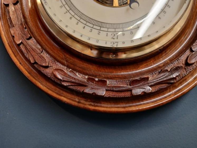 Victorian Walnut Skeletonised Aneroid Barometer - Image 6