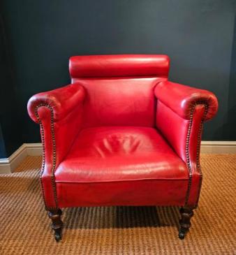 Victorian Red Leather Arm Chair 