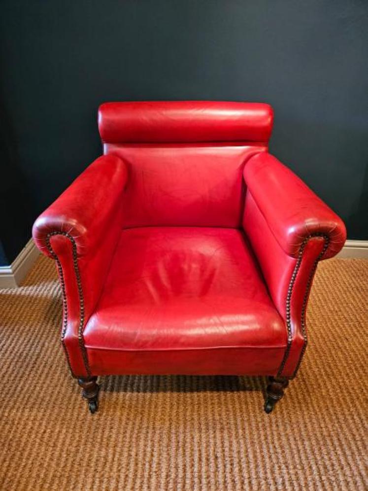 Victorian Red Leather Arm Chair  - Image 3